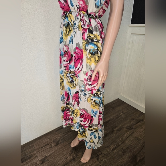 Band of Gypsies Floral Pink/ Yellow/Maxi Long Dress Boho Women's sz Larg Cottage - Picture 6 of 14